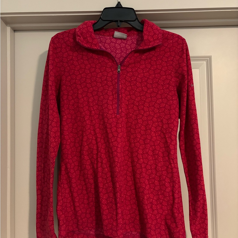 Columbia Red Patterned Women's Quarter-Zip Sweatshirt